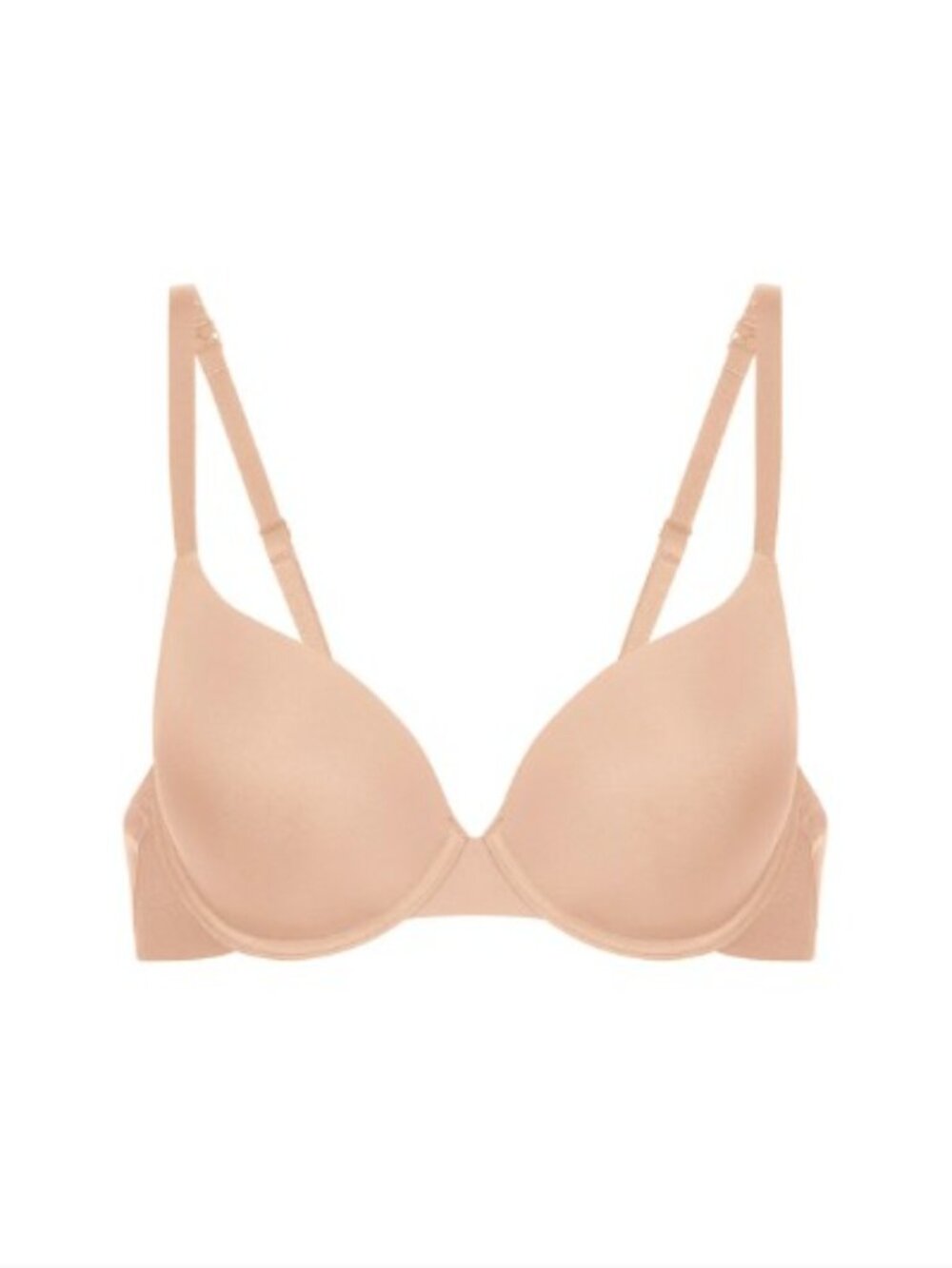 NWT Simone Perele Essentiel Padded Plunge Underwire Cup Bra in Peau Rose 40C